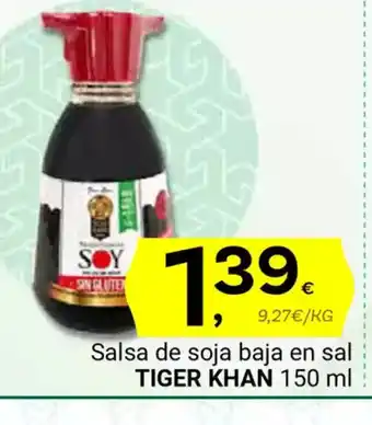 Supermercados Dani TIGER KHAN Salsa de soja baja en sal oferta