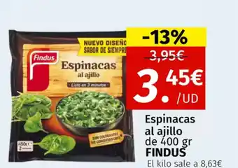 Maskom Supermercados FINDUS Espinacas al ajillo oferta