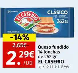 Maskom Supermercados EL CASERIO Queso fundido 14 lonchas oferta