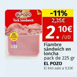 Maskom Supermercados EL POZO Fiambre sándwich en loncha oferta