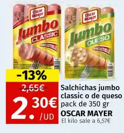 Maskom Supermercados OSCAR MAYER Salchichas jumbo classic o de queso oferta