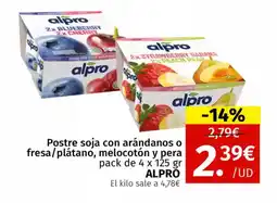 Maskom Supermercados ALPRO Postre soja con arándanos o fresa/plátano, melocotón y pera oferta