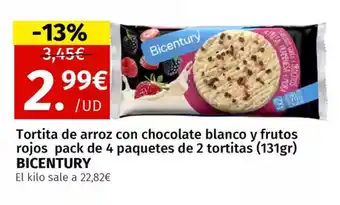 Maskom Supermercados Tortita de arroz con chocolate blanco y frutos rojos pack de 4 paquetes de 2 tortitas oferta