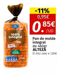 Maskom Supermercados ALTEZA Pan de molde integral oferta