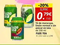 Maskom Supermercados FUZE TEA Té de maracuya, limón normal o sin azúcar en lata oferta