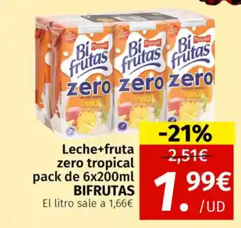 Maskom Supermercados BIFRUTAS Leche+fruta zero tropical oferta