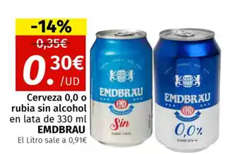 Maskom Supermercados EMDBRAU Cerveza 0,0 o rubia sin alcohol oferta