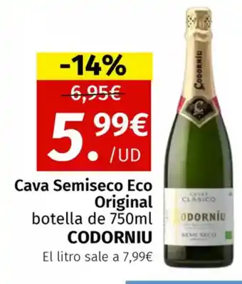 Maskom Supermercados CODORNIU Cava Semiseco Eco Original oferta