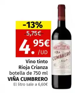 Maskom Supermercados VIÑA CUMBRERO Vino tinto Rioja Crianza oferta