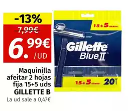 Maskom Supermercados GILLETTE B Maquinilla afeitar 2 hojas fija 15+5 uds oferta