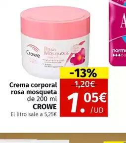 Maskom Supermercados CROWE Crema corporal rosa mosqueta oferta