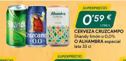 Masymas CERVEZA CRUZCAMPO Shandy limón o 0,0% O ALHAMBRA especial oferta