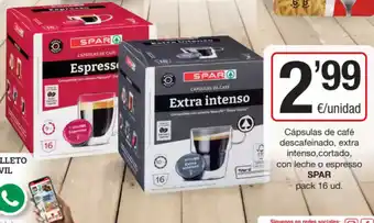 SPAR Fragadis SPAR Cápsulas de café descafeinado, extra intenso, cortado, con leche o espresso oferta