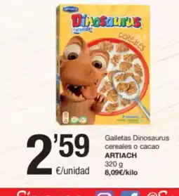 SPAR Fragadis ARTIACH Galletas Dinosaurus cereales o cacao oferta