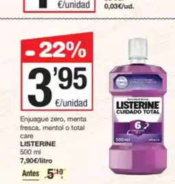 SPAR Fragadis LISTERINE Enjuague zero, menta fresca, mentol o total oferta