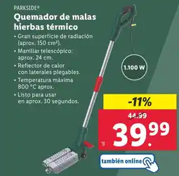 Lidl PARKSIDE® Quemador de malas hierbas térmico oferta