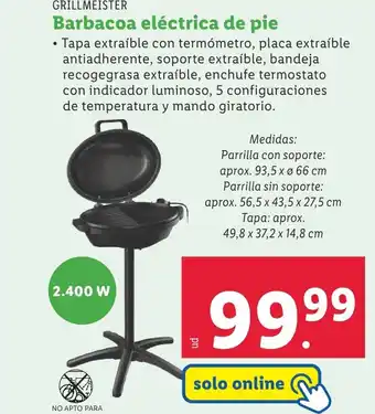 Lidl GRILLMEISTER Barbacoa eléctrica de pie oferta