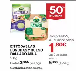 Supercor Exprés ARLA En todas las lonchas y queso rallado oferta