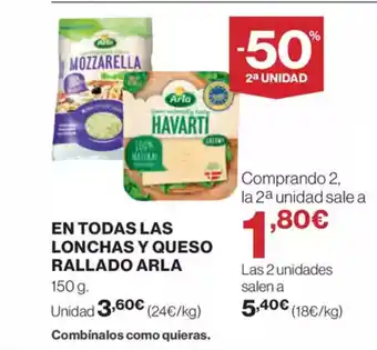 Supercor Exprés ARLA En todas las lonchas y queso rallado oferta