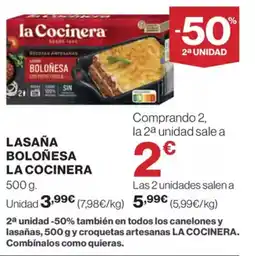 Supercor Exprés LA COCINERA Lasaña boloñesa oferta