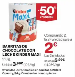 Supercor Exprés KINDER MAXI Barritas de chocolate con leche oferta