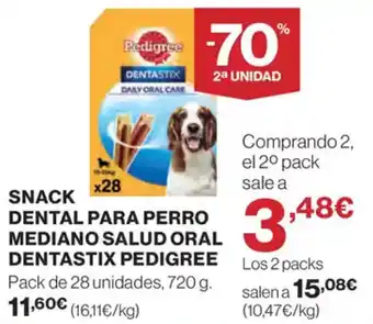 Supercor Exprés PEDIGREE Snack dental para perro mediano salud oral dentastix oferta