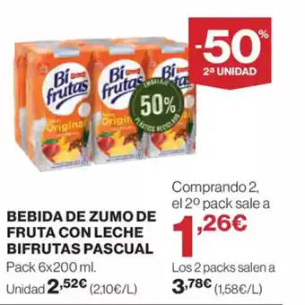 Supercor Exprés BIFRUTAS PASCUAL Bebida de zumo de fruta con leche oferta