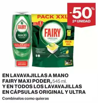 Supercor Exprés FAIRY En lavavajillas a mano maxi poder y en todos los lavavajillas en cápsulas original y ultra oferta