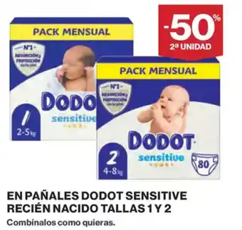 Supercor Exprés DODOT En pañales sensitive recién nacido tallas 1 y 2 oferta