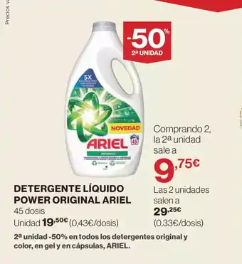 El Corte Inglés ARIEL Detergente líquido power original oferta