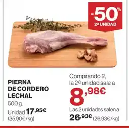 El Corte Inglés Pierna de cordero lechal oferta