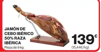 El Corte Inglés Jamón de cebo ibérico 50% raza ibérica oferta