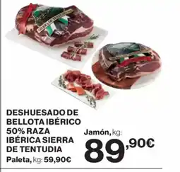 El Corte Inglés Deshuesado de bellota ibérico 50% raza ibérica sierra de tentudia oferta