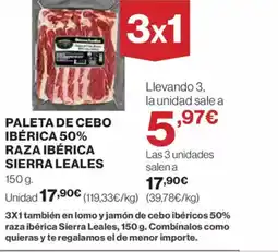 El Corte Inglés Paleta de cebo ibérica 50% oferta