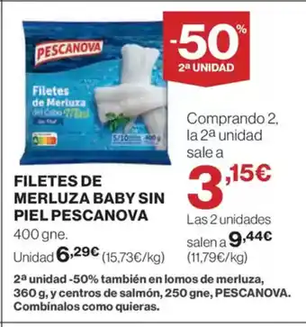 El Corte Inglés Filetes de merluza baby sin piel oferta