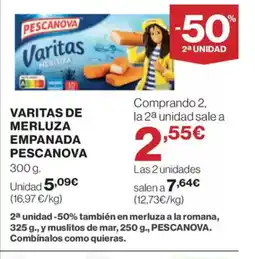 El Corte Inglés PESCANOVA Varitas de merluza empanada oferta