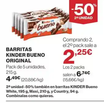 El Corte Inglés Barritas kinder bueno original oferta