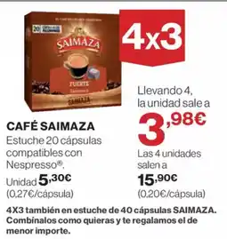 El Corte Inglés SAIMAZA Cafe oferta