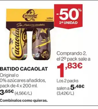 El Corte Inglés CACAOLAT Batido oferta