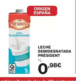 El Corte Inglés PRÉSIDENT Leche semidesnatada oferta