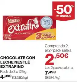 El Corte Inglés Chocolate con leche nestlé extrafino oferta