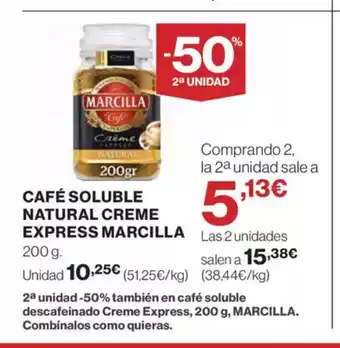 El Corte Inglés Café soluble natural creme express oferta