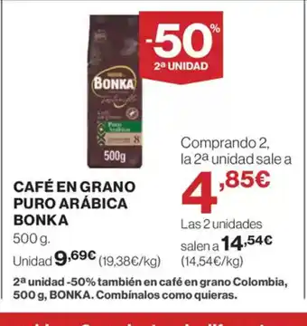 El Corte Inglés BONKA Café en grano puro arábica oferta