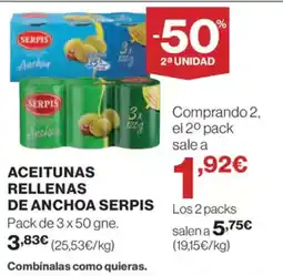 El Corte Inglés SERPIS Aceitunas rellenas de anchoa oferta