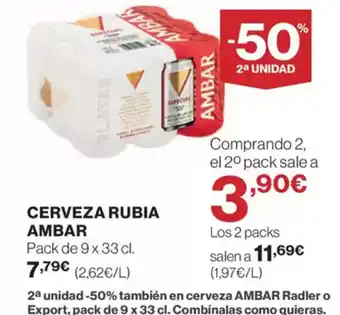 El Corte Inglés AMBAR Cerveza rubia oferta