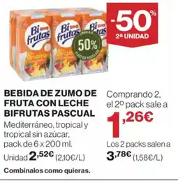 El Corte Inglés PASCUAL Bebida de zumo de fruta con leche bifrutas oferta