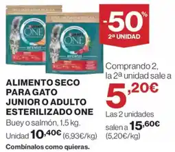 El Corte Inglés ONE Alimento seco para gato junior o adulto esterilizado oferta