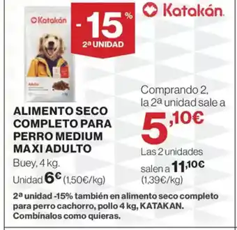 El Corte Inglés Alimento seco completo para perro medium maxi adulto oferta