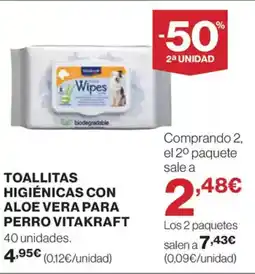 El Corte Inglés VITAKRAFT Toallitas higiénicas con aloe vera para perro oferta