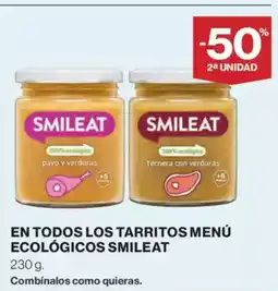 El Corte Inglés SMILEAT En todos los tarritos menú ecológicos oferta